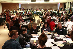 Over three hundred people participated in dinner conversations about a just transition and the Green New Deal