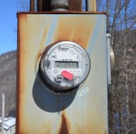 An electric meter in the winter