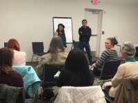 Heyra and Jose lead discussion on next steps attendees can take to protect and promote immigrant rights.